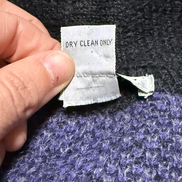 Vintage GATCHIE Wool Blend Women’s L Cardigan Purple Black Hong Kong 80s 90s - Picture 4 of 8